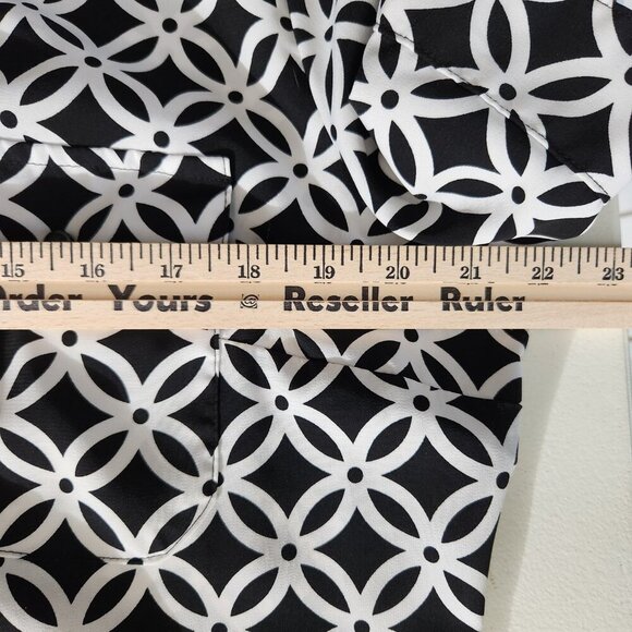 Notations Shirt Womens XL Geometric Short Sleeve Button Up Blouse Top - Picture 8 of 11